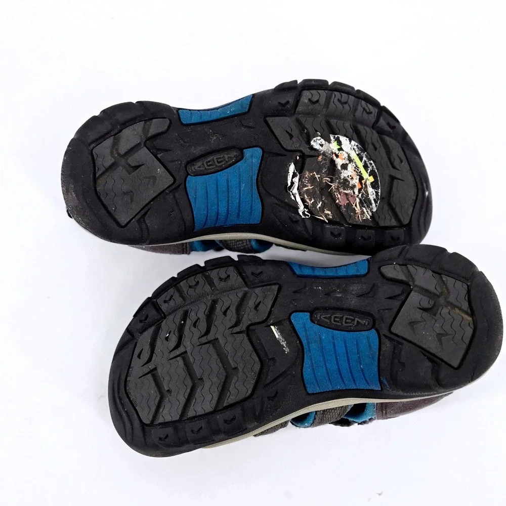 KEEN Newport H2 Kids Hiking Sandals Gray Blue Waterproof Strap Shoes Size US 12